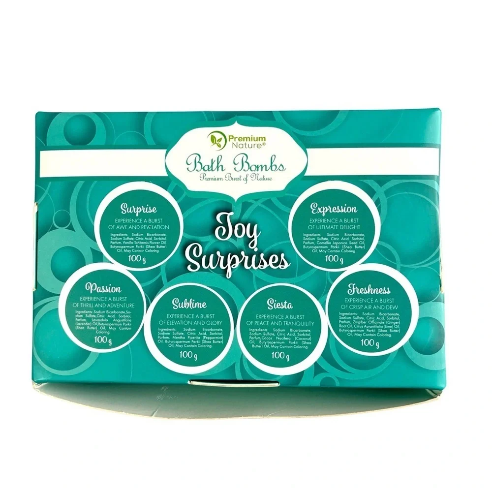 Premium Nature 6 Big Bath Bombs Toy Surprise All Natural Burst of Nature